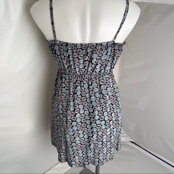 Ecote multicolor black aqua v-neck silk button front dress with spaghetti straps - Picture 3 of 8